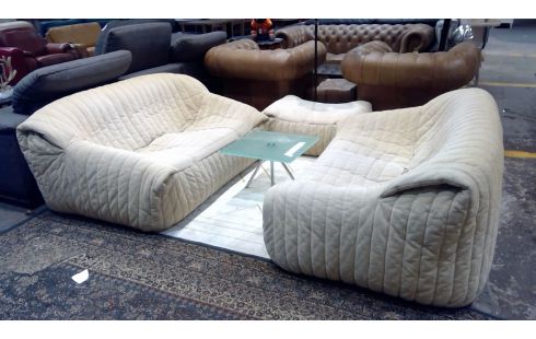 CANAPES CINNA SANDRA 2 X 2 PLACES + OTTOMAN TISSU