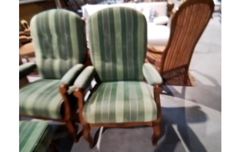 FAUTEUIL BOIS ET TISSU VERT LELEU