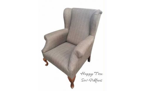 FAUTEUIL CLUB TISSU BRUN CARREAU L UNITE