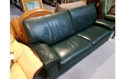 CANAPE 3P CUIR VERT
