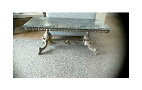 TABLE BASSE PIED  BRONZE PLATEAU MARBRE VERT