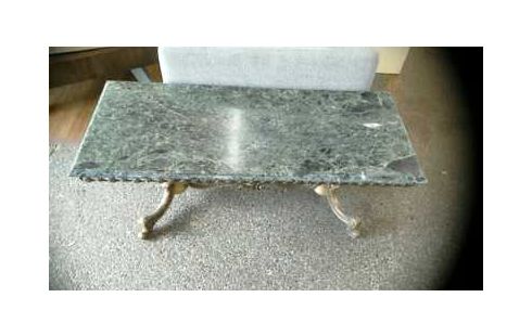 TABLE BASSE PIED  BRONZE PLATEAU MARBRE VERT