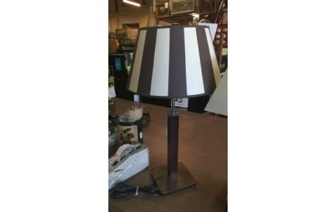 STEHLAMPE 1, , HOLZ, , LAMPENSCHIRM GESTREIFT