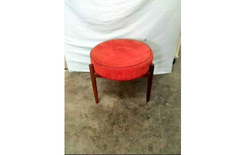 HOCKER HOLZ RUND POLSTER ORANGE