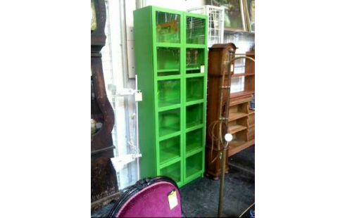 VITRINENSCHRANK HOLZ GRÜN 2 TÜREN 6 EBENEN