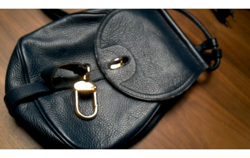 RUGZAK HANDTAS DELVAUX NAVY BLAUW LEDER