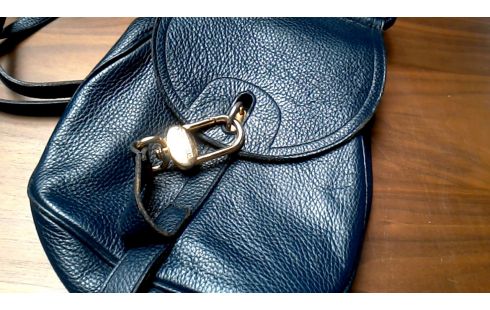 RUGZAK HANDTAS DELVAUX NAVY BLAUW LEDER