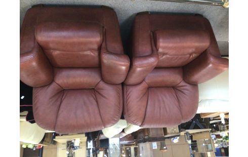 SALON CUIR BRUN GRAINE 3+1+1