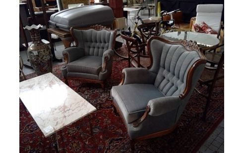 SALON STYLE LOUIS XV 3P+2X1P BLEU