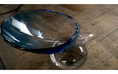 JARRÓN, , CUERNO AZUL CRISTAL