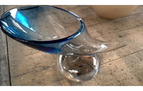 JARRÓN, , CUERNO AZUL CRISTAL