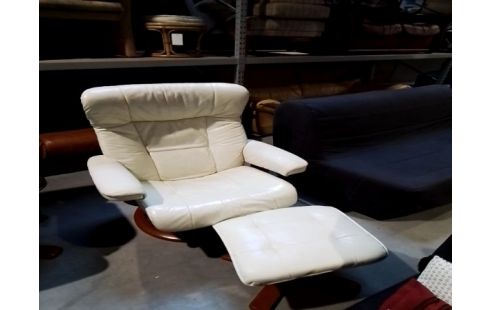 FAUTEUIL RELAX CREME HJELLEGJERDE + REPOSE PIED