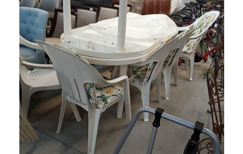 TABLE DE JARDIN 2ALL PVC BLANC FLAIR+5CHAISES