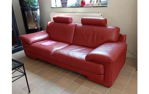 SALON CUIR 3+1+1 NATUZZI BRIQUE 6100EUR NEUF