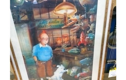 AFFICHE TINTIN ENCADREE NUMEROTEE