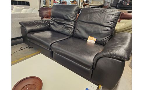 CANAPE 3 PLACES CUIR NOIR 2 relax éléctrique
