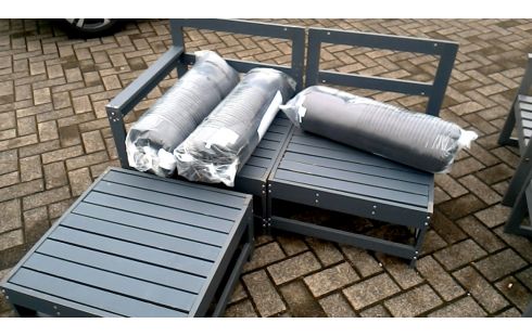 SALON DE JARDIN GRIS ACACIA MET