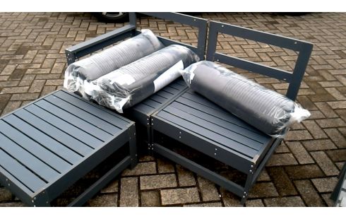 SALON DE JARDIN GRIS ACACIA MET