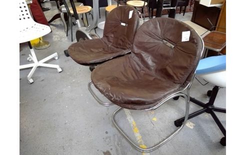 CHAISE ROCHE BOBOIS CUIR CHROME DANS LEUR JUS 6