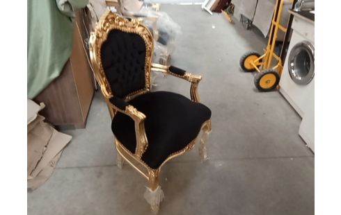 FAUTEUIL BAROQUE NOIR ET DORÉ