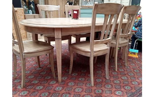 TABLE CHENE CERUSE MASSIF OVALE 200/100