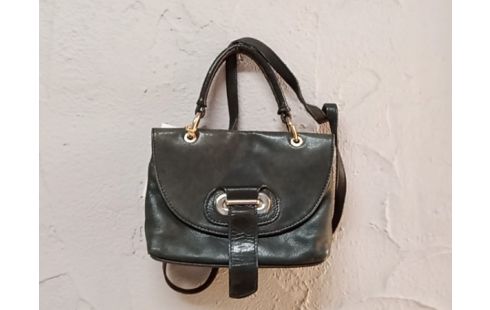 SAC BANDOULIERE CUIR NOIR PATINE
