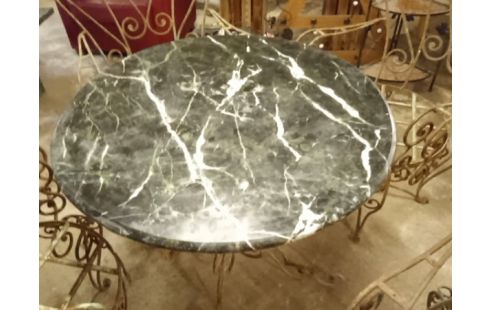 TABLE MARBRE FER FORGÉ PIED GRIS