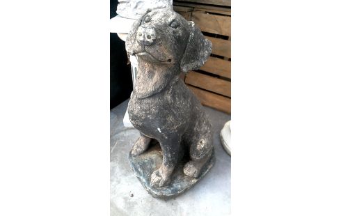 ANIMAL DECO JARDIN CIMENT, , CHIEN NOIR