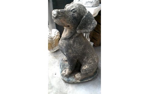 ANIMAL DECO JARDIN CIMENT, , CHIEN NOIR