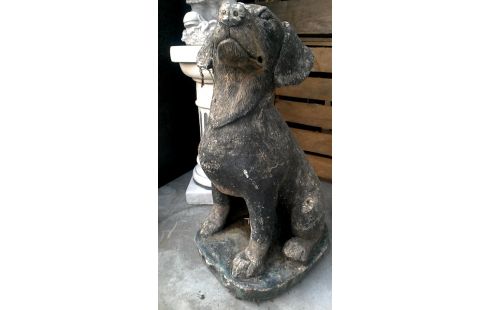 ANIMAL DECO JARDIN CIMENT, , CHIEN NOIR