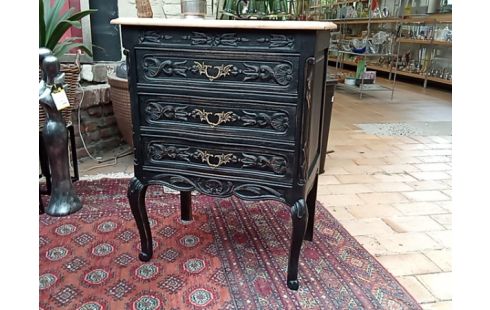 COMMODE LOUIS XV PATINE NOIR 3 TIROIRS