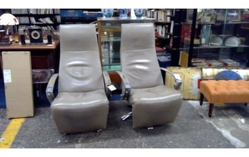 TV-SESSEL LEDER GRAU