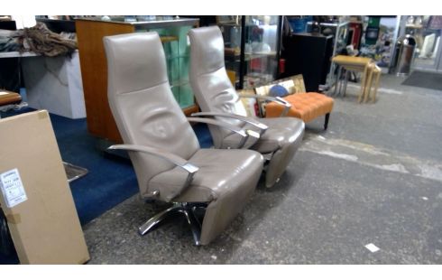 TV-SESSEL LEDER GRAU