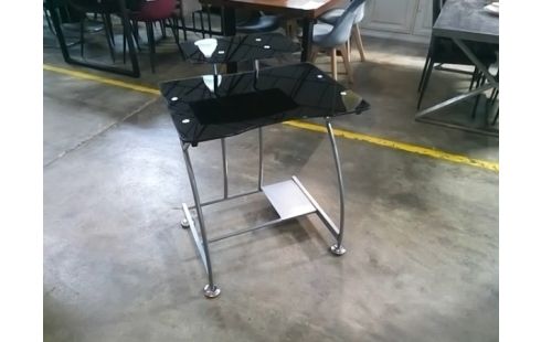 BUREAU INFORMATIQUE METAL VERRE NOIR