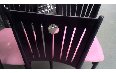 4 CHAISES NOIR SAUMON TISSU VINTAGE