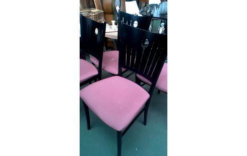 4 CHAISES NOIR SAUMON TISSU VINTAGE