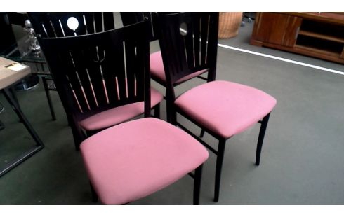 4 CHAISES NOIR SAUMON TISSU VINTAGE