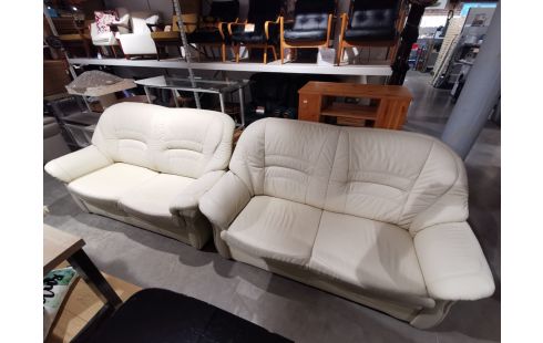 522 SALON ELASTOFORM CUIR CRÈME 3+2