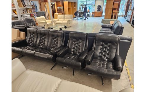 SALON VINTAGE SKAI NOIR 3 + 1 + 1