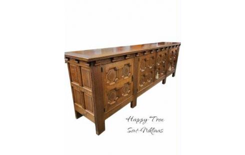 BUFFET BAS RUSTIQUE MASSIF CHENE 4 PORTES