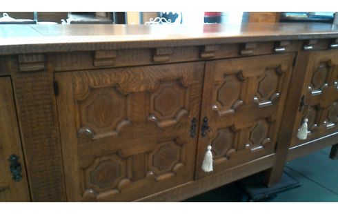 BUFFET BAS RUSTIQUE MASSIF CHENE 4 PORTES