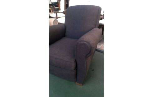 SILLÓN DE CUERO CLUB NEGRO PARDO TEJIDO