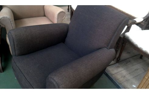 SILLÓN DE CUERO CLUB NEGRO PARDO TEJIDO