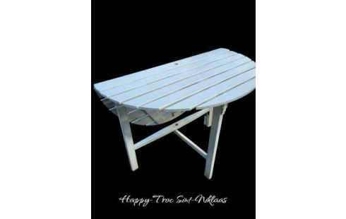 GARTENTISCH WEISS RUND, , HOLZ KLAPPBAR