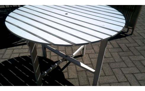 GARTENTISCH WEISS RUND, , HOLZ KLAPPBAR