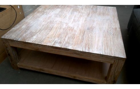 WOHNZIMMERTISCH 1 TEAKHOLZ MASSIV BLEIWEISS