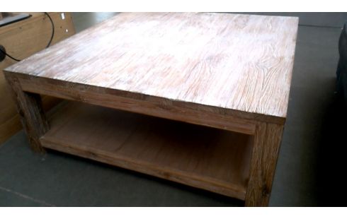 WOHNZIMMERTISCH 1 TEAKHOLZ MASSIV BLEIWEISS