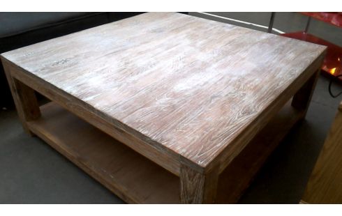 WOHNZIMMERTISCH 1 TEAKHOLZ MASSIV BLEIWEISS