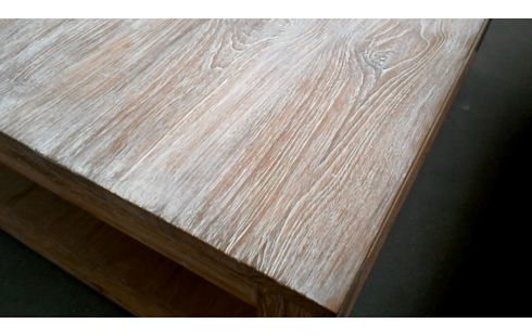 WOHNZIMMERTISCH 1 TEAKHOLZ MASSIV BLEIWEISS