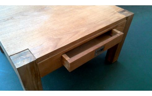 WOHNZIMMERTISCH 1 TEAKHOLZ MASSIV 1 SCHUBLADE